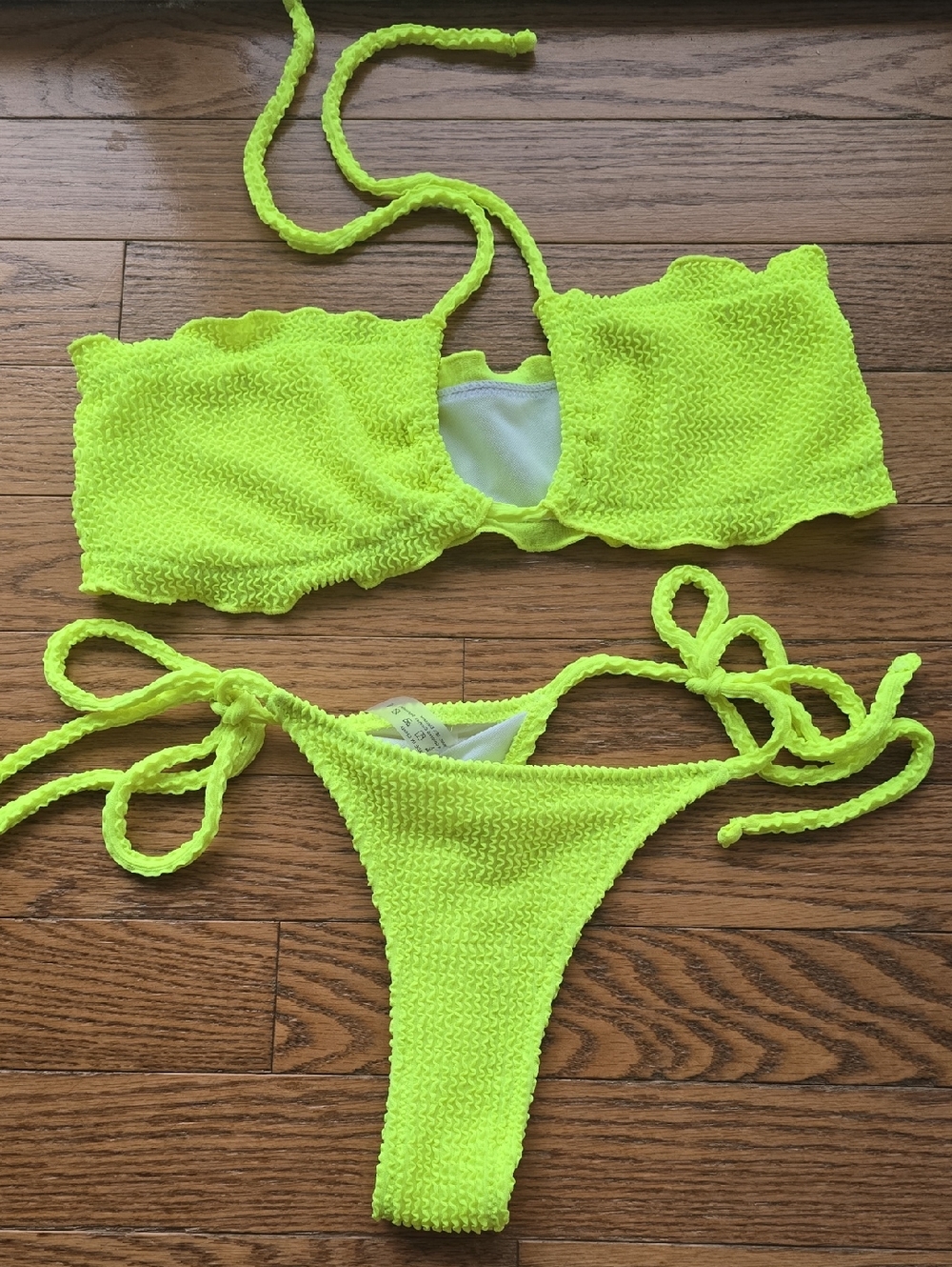 Neon Yellow Textured Two-Piece Bikini